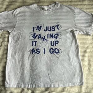 Mens USXL Graphic Short Sleeve T-Shirt With Blue Lettering